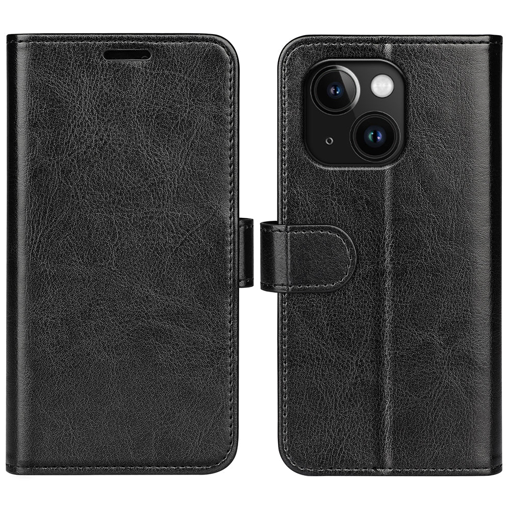 For iPhone 15 PU Leather Stand Cover Crazy Horse Texture Wallet Flip Phone Case Shell For iPhone 15 PU Leather Stand Cover Crazy Horse Texture Wallet Flip Phone Case Shell